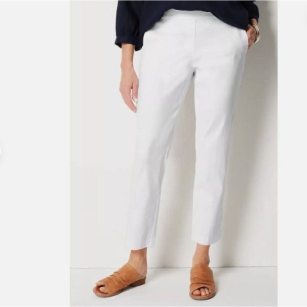 J. Jill Linen Stretch White Pull-On Cropped Pants Size XL